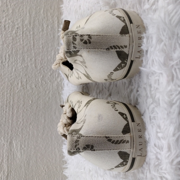 LAUREN Ralph Lauren Emilia Cream Canvas Nautical Slip On Flats 802077018 - Picture 4 of 14